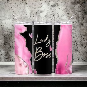 Lady Boss 20oz Steel Tumbler With Lid & Straw